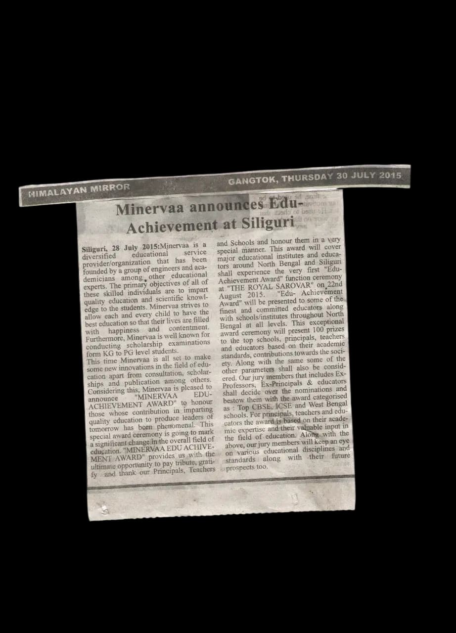 Minervaa Announces Edu-Achievement Award at Siliguri